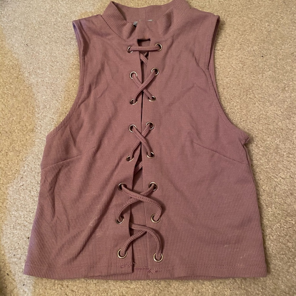 Purple lace up crop top!